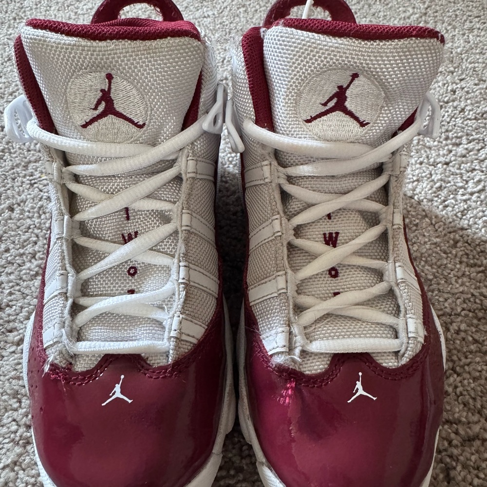 Kids Red and White Air Jordan 6 rings Sneakers size 1